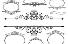Simple Black Floral Borders and Frames Vector 02