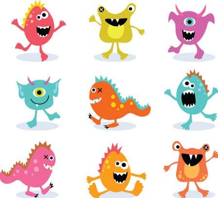 Lovely Cartoon Grimace Icons Vector 02