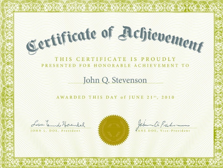 Achievement Certificate Download Free