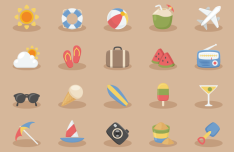 20 Summer Vacation Time Icons Vector