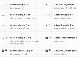 jQuery UI icon name map