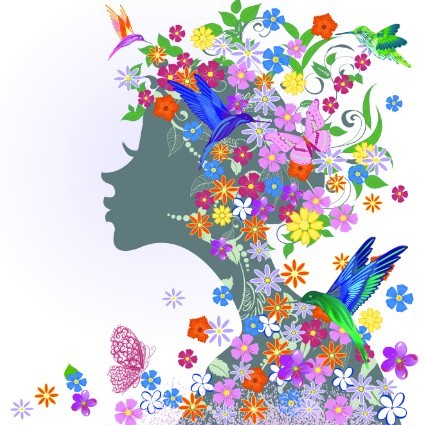 Abstract Butterfly Girl Vector Design 05