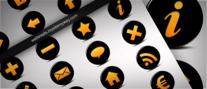 Black and Orange Glass Icons PSD