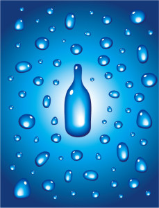 Blue Bottle and Water Background Vector
