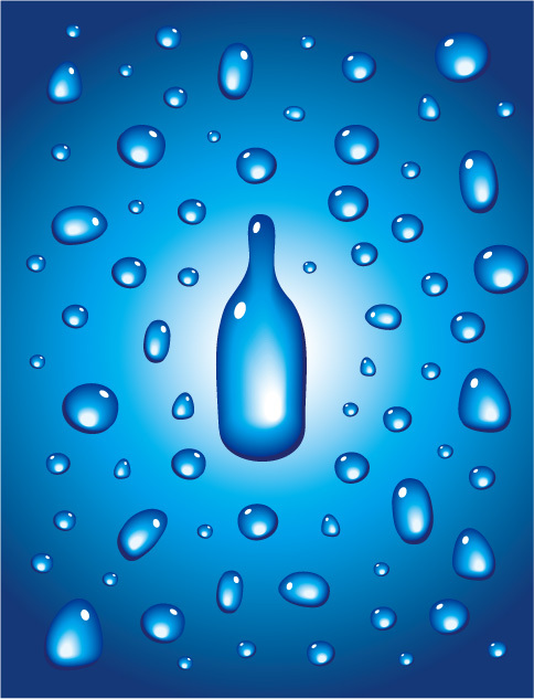 Blue Bottle and Water Background Vector
