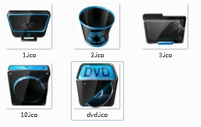 Blue and Black System Icons