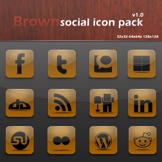 Brown Social Icon Pack