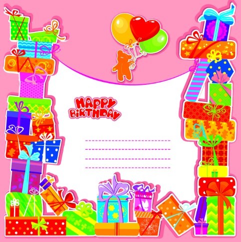 Cartoon Birthday Card Vetcor 02