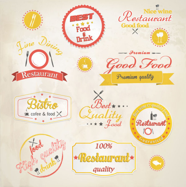 Cartoon Restaurant Label Vector Material