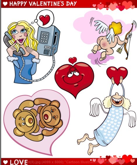 Cartoon Valentine's Day Elements Vector