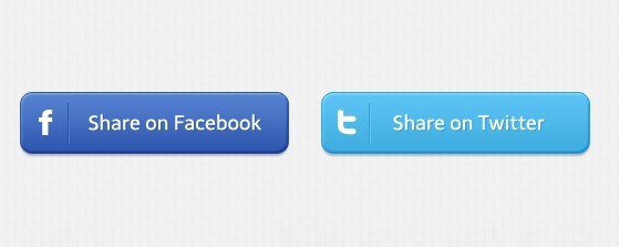 Clean & Classic Facebook and Twitter Share Button (PSD)