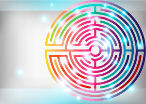 Color Circular Maze Vector