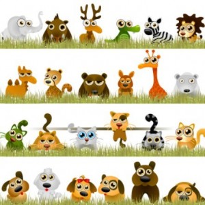 Colored Drawing Cartoon Animals Vector