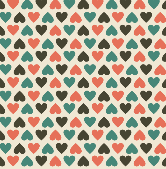Colored Heart-shaped Tile Vector Pattern