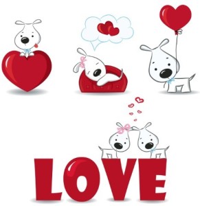 Cute Cartoon Doggy Vector For Valentine's Day