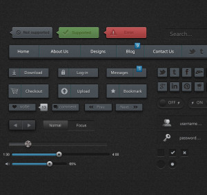 Dark Mega UI Kit PSD