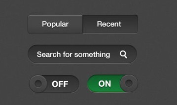 Dark UI Web Elements PSD