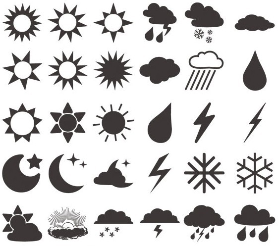 Dark Weather Icons Vector Material