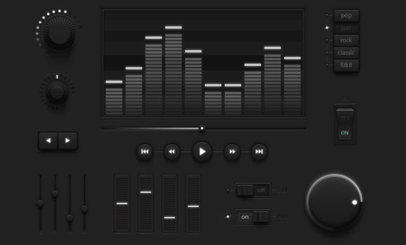 Dark media UI Kit