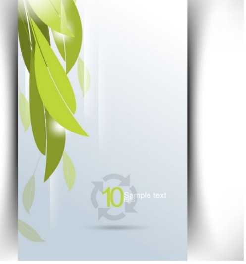 Ecology Concept Vector Cards with Green Leaves 01