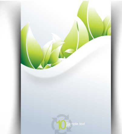 Ecology Concept Vector Cards with Green Leaves 02