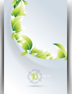 Ecology Concept Vector Cards with Green Leaves 04