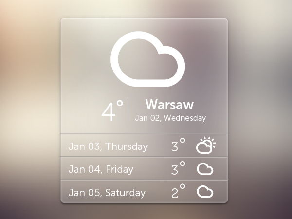 Free Semi-Transparent Weather Widget PSD