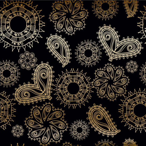 Golden Heart-shaped Pattern Background 2