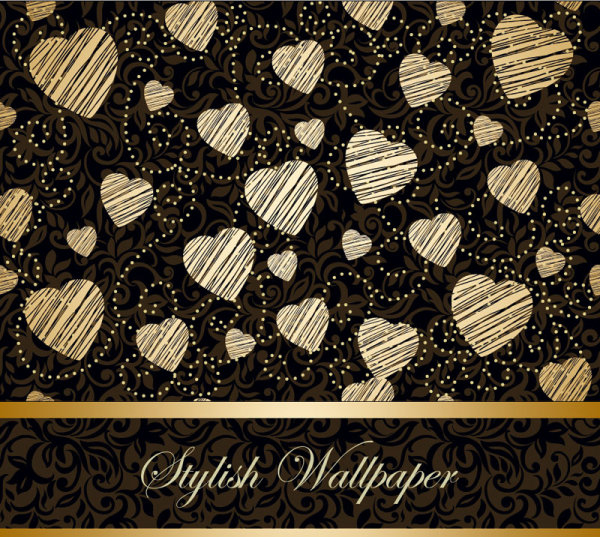 Golden Heart-shaped Pattern Background 4