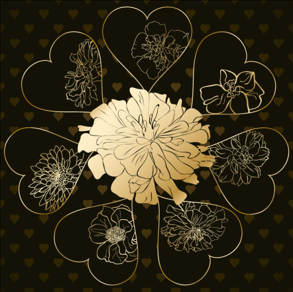 Golden Heart-shaped Pattern Background
