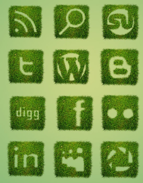 Grass Textured Social Icons