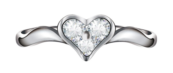 Heart-Shaped Diamond Ring Vector