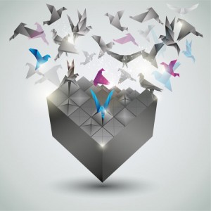 Origami Box Vector Background