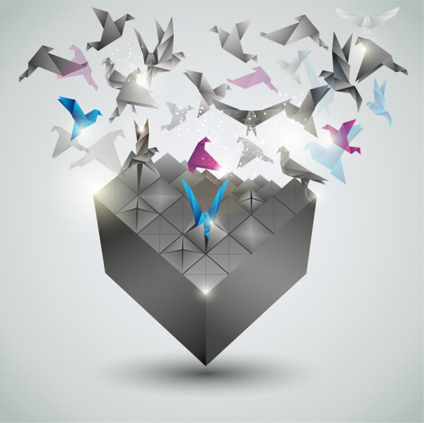 Origami Box Vector Background