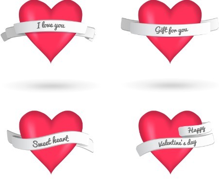 Pink Heart With White Ribbons