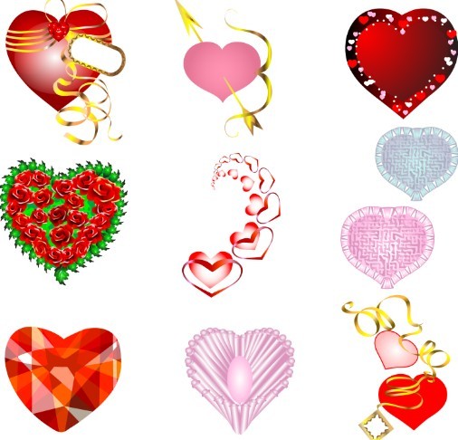 Red Heart-shaped Vector Material 02