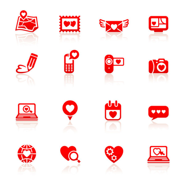 Red Valentine's Day Vector Icons