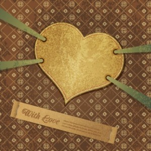 Retro Heart-Shaped Card Vector