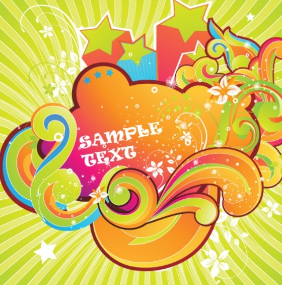 Retro Vector Color Swirls 04
