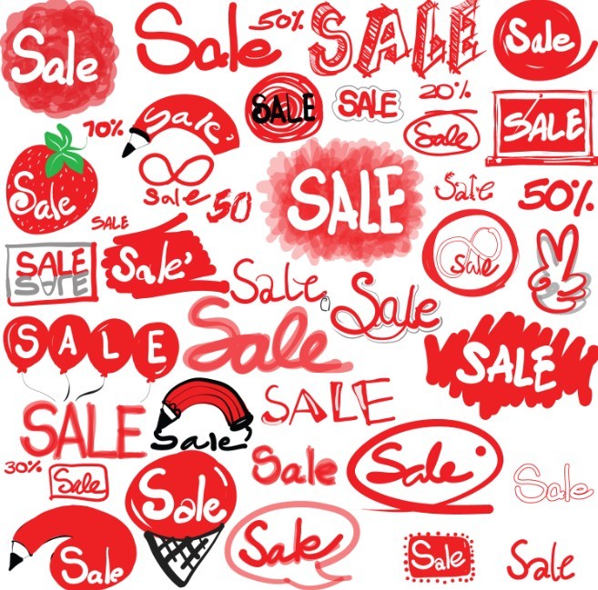 Sale Hand Drawn Doodle Vector Material