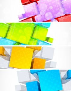 Set Of Colorful Vector Banner with Stereoscopic Background