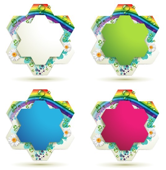 Set Of colorful Flower Border Vector 01