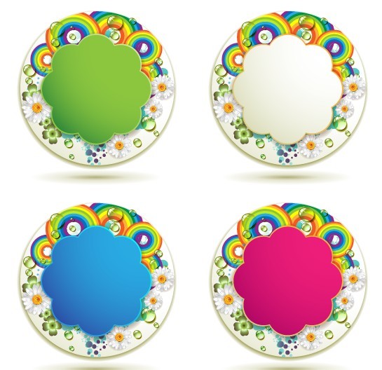 Set Of colorful Flower Border Vector 02