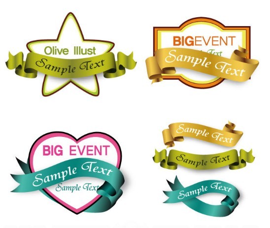 Set of Elegant Vector Ribbons and Labels