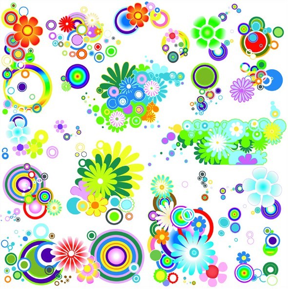 Various Colorful Vector Flowers