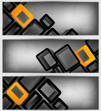 Vector Banners With Black Grids