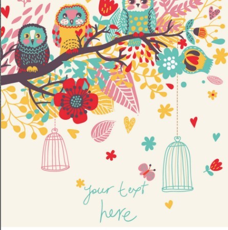 Vector Cartoon Florals and Birds 04