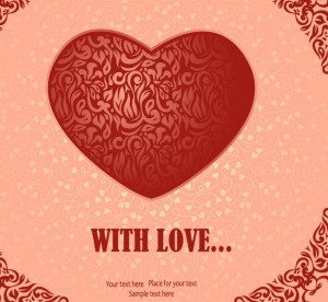 Vector Red Heart-Shaped Card Background