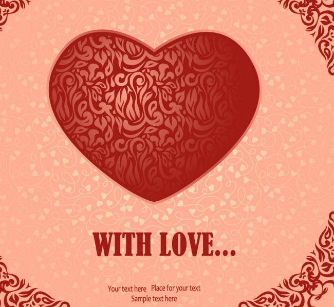 Vector Red Heart-Shaped Card Background