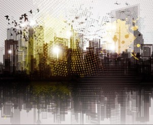 Vintage City Silhouette Vector